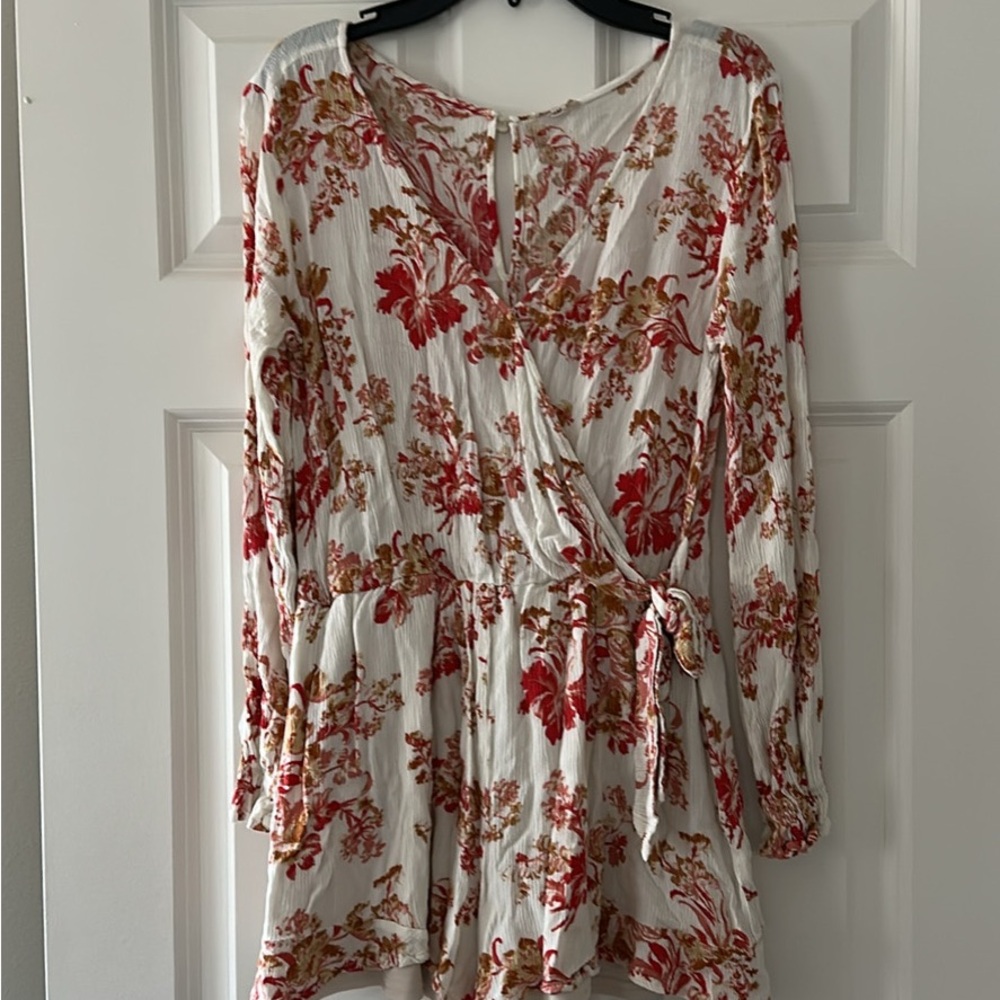 Roolee Red and Orange Ruffled Tiered Jumpsuit